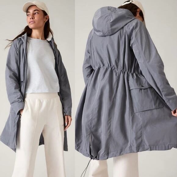 NWT Athleta Everyday Anorak Longline Full Zip Hooded Jacket Coastline Blue Sz XS - Picture 1 of 16